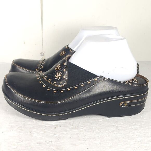 L'artiste Spring Step Women's Chino EU42 US11-11,5 Black Leather Floral Clogs - Picture 2 of 15